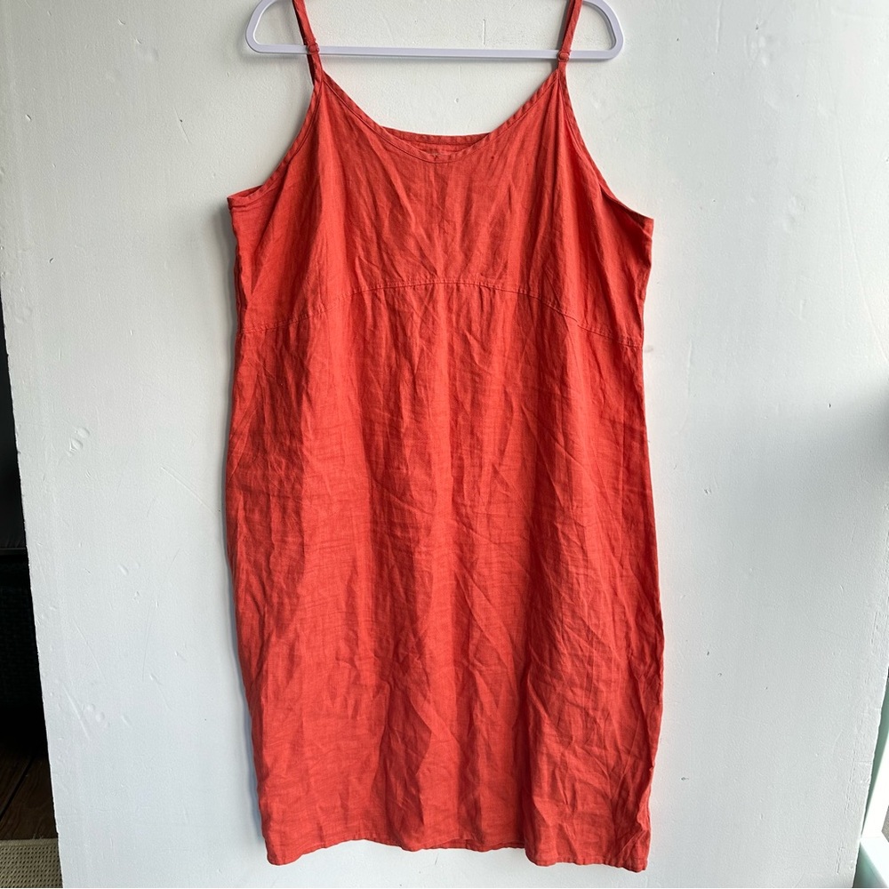 FLAX Linen Slip Spaghetti Strap Midi Dress